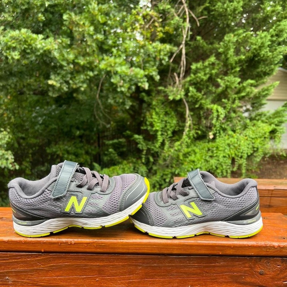 New Balance 680v5 Youth 3 Tech Ride Gray Yellow Running Play School Sneakers